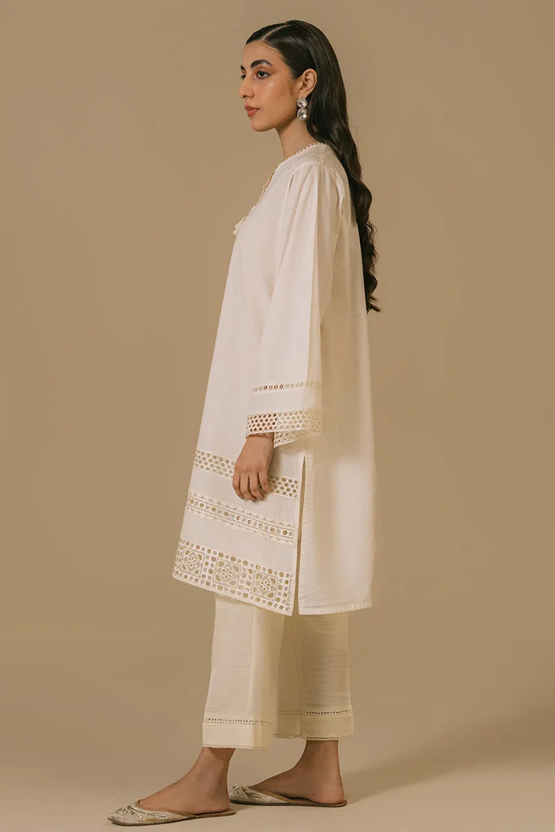 IVORY MIST-LAWN EMBROIDERED SHIRT