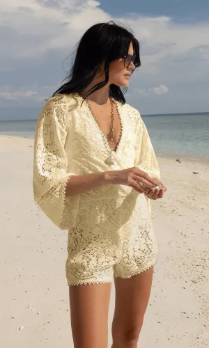 Ivory Oasis Crochet Romper
