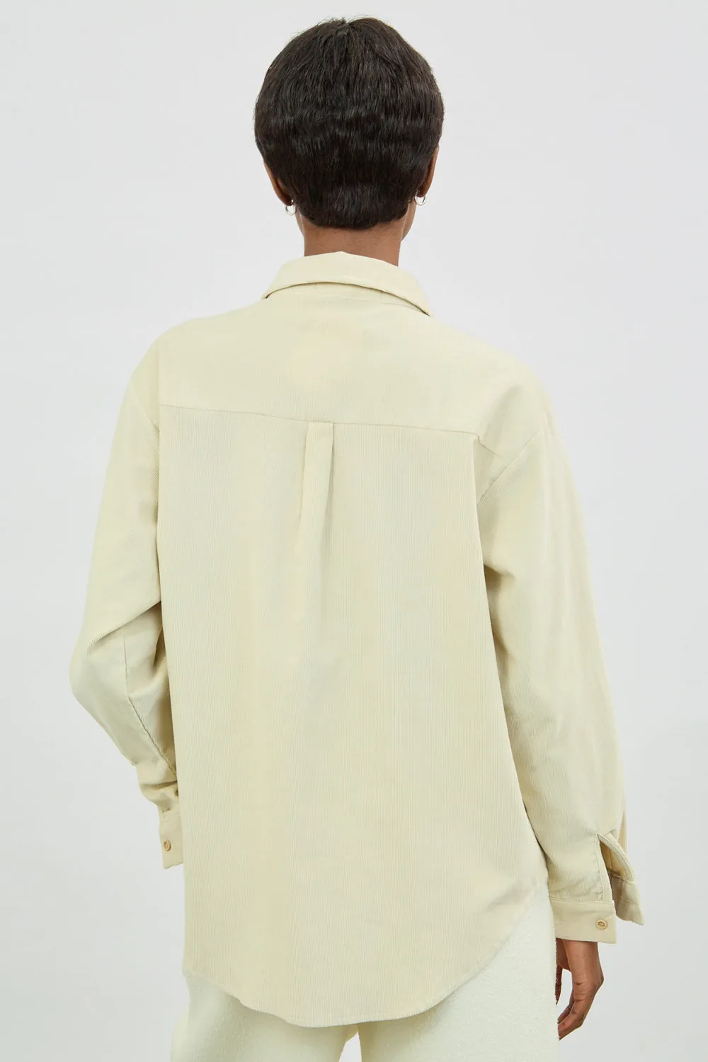 Ivory thin wale double button corduroy shirt