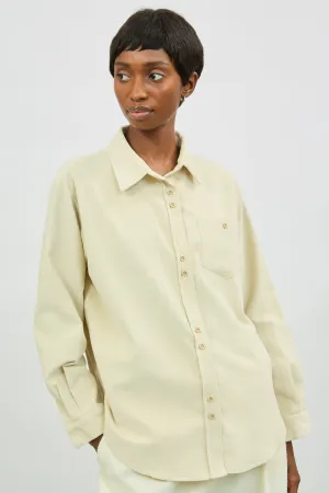 Ivory thin wale double button corduroy shirt