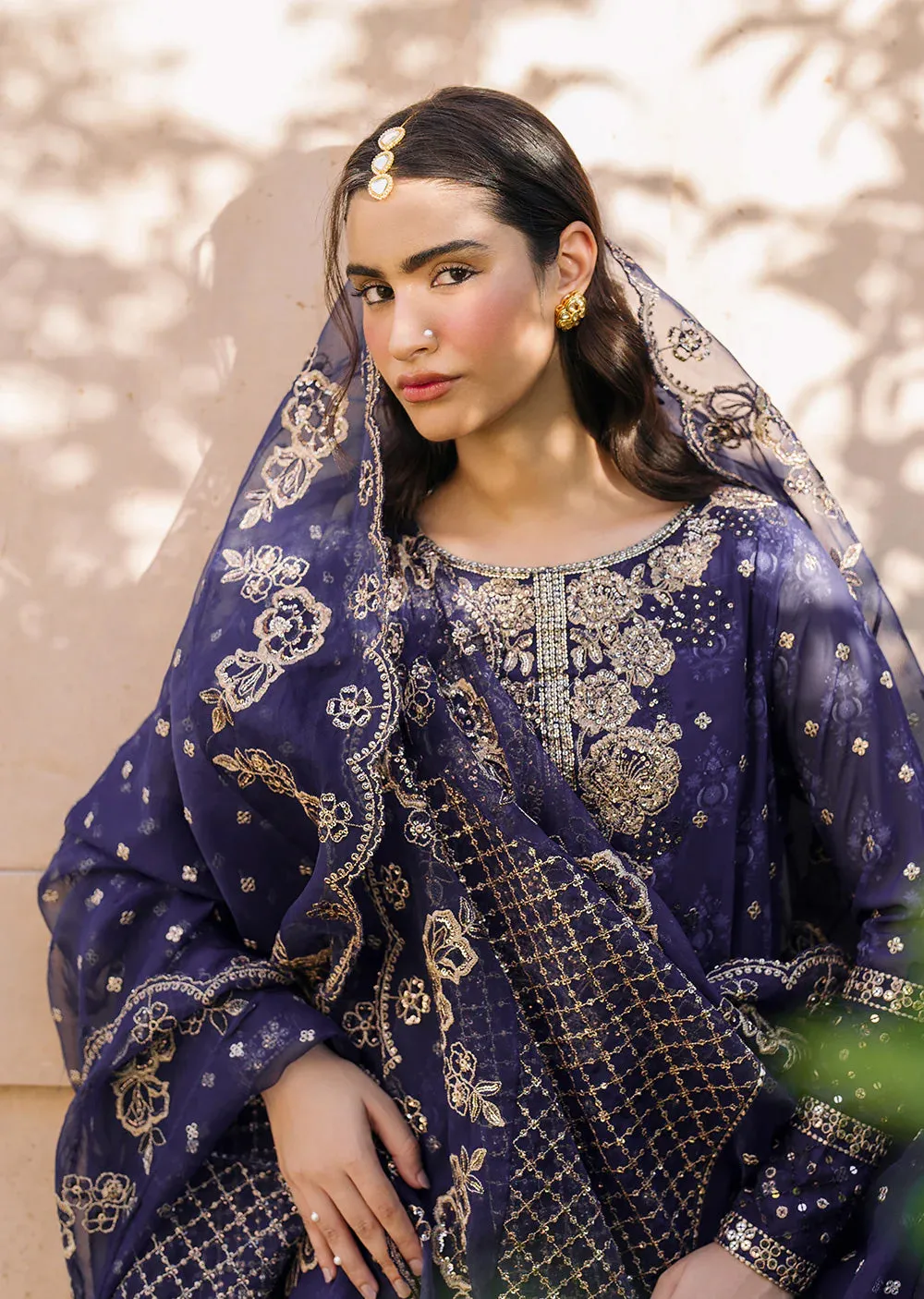 IZKN-01  Navy - Readymade - Bandhani Chiffon Collection by Iznik 2025