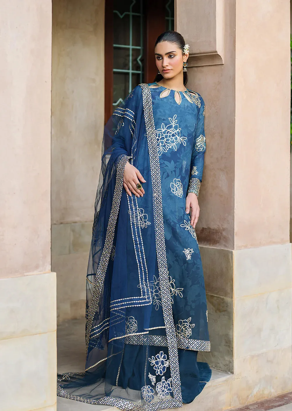 IZKN-07 Blue - Readymade - Bandhani Chiffon Collection by Iznik 2025