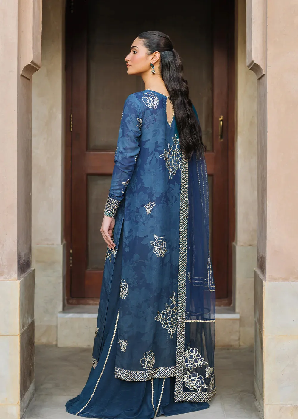 IZKN-07 Blue - Readymade - Bandhani Chiffon Collection by Iznik 2025