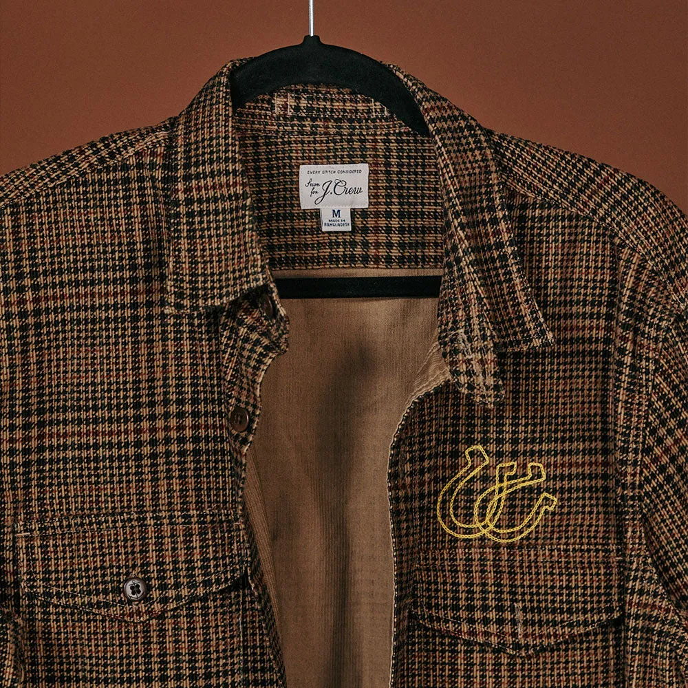 J. Crew Corduroy CPO Shirt in Print Haizel Brown Multi in Medium