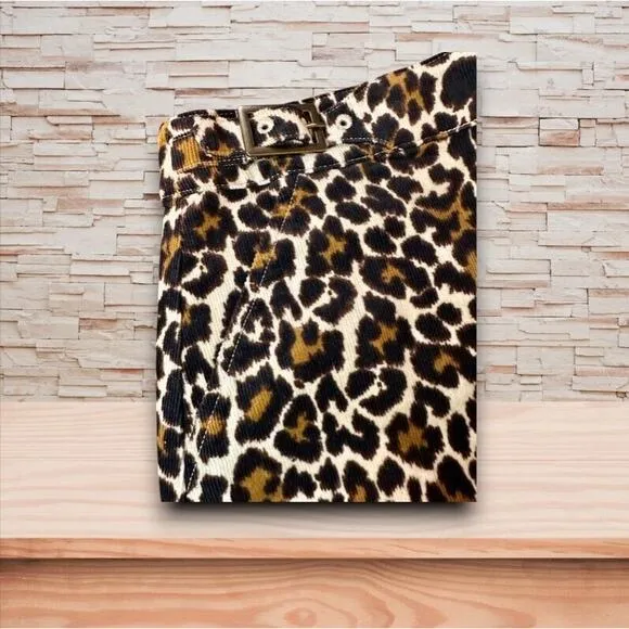 J.Crew Brown Leopard Corduroy Buckle Mini Skirt Women's Size 6 NWT