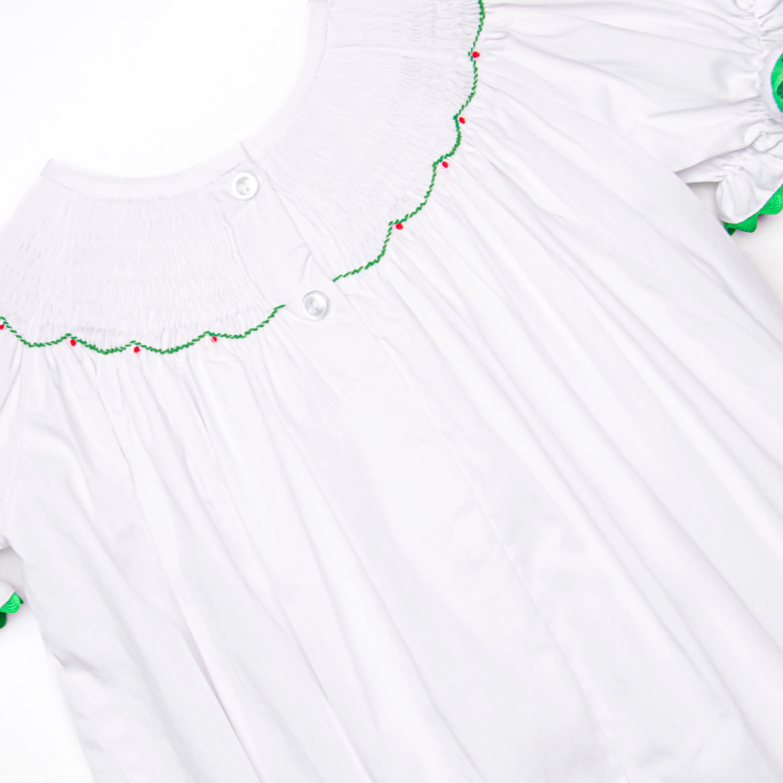 Joy of Christmas Smocked Romper, White