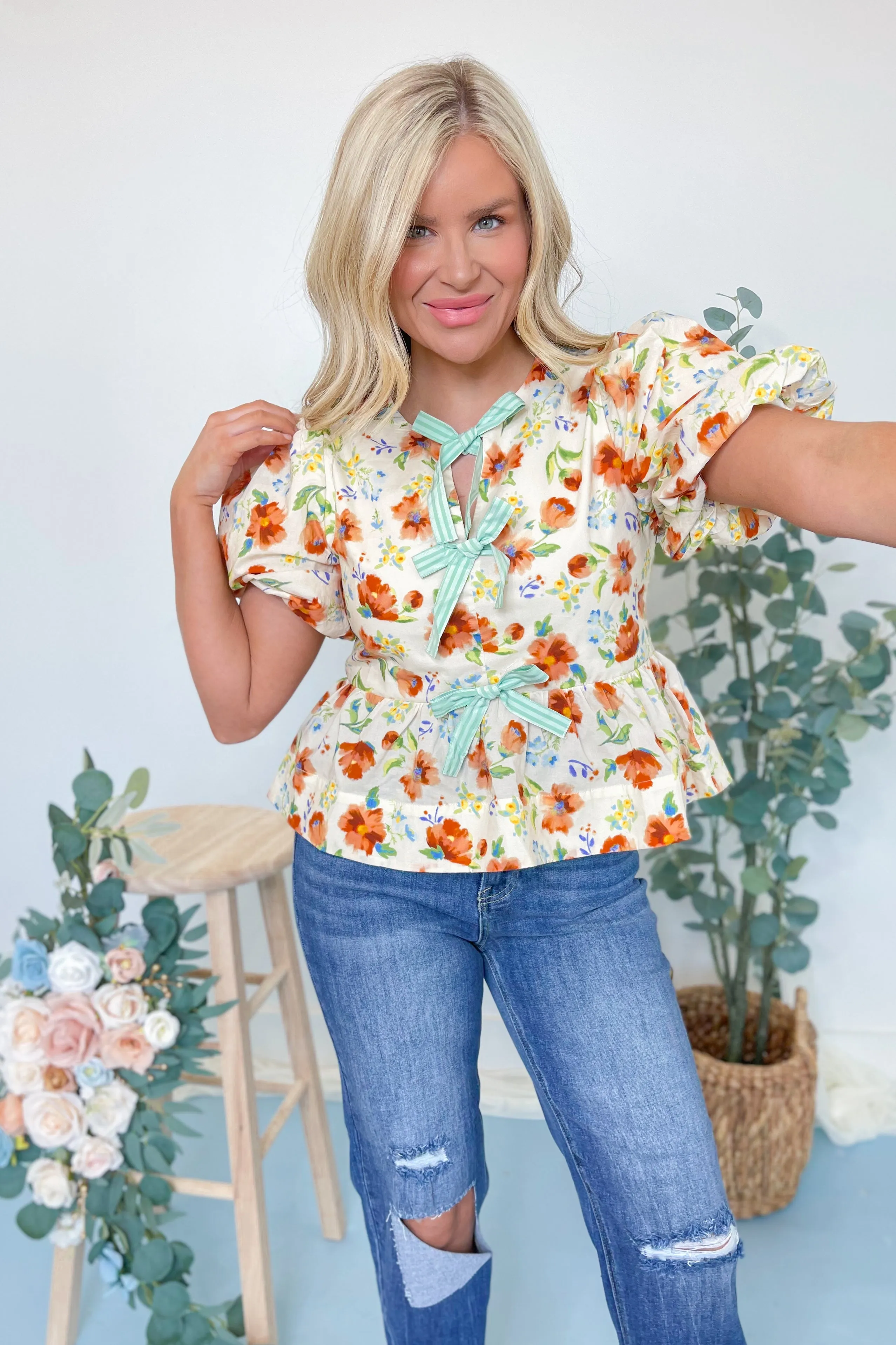 Julie Floral Peplum Top