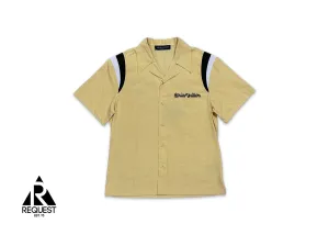 Jumping Dog Embroidered Bowling Shirt "Tan"