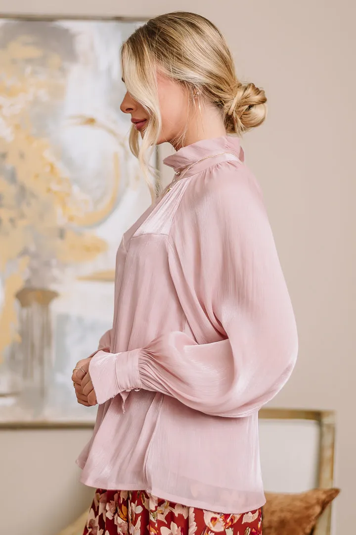 Just An Illusion Mock Neck Top | Blush