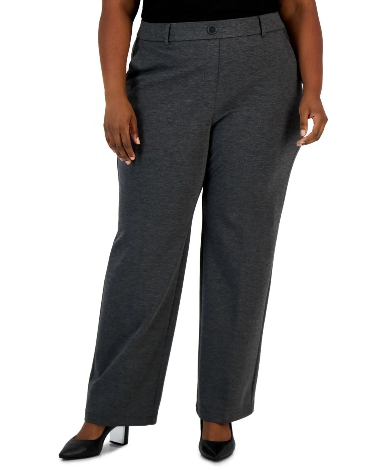 Kasper Womens Plus Size Faux-Fly Pull-On Wide-Leg Pants 10852367