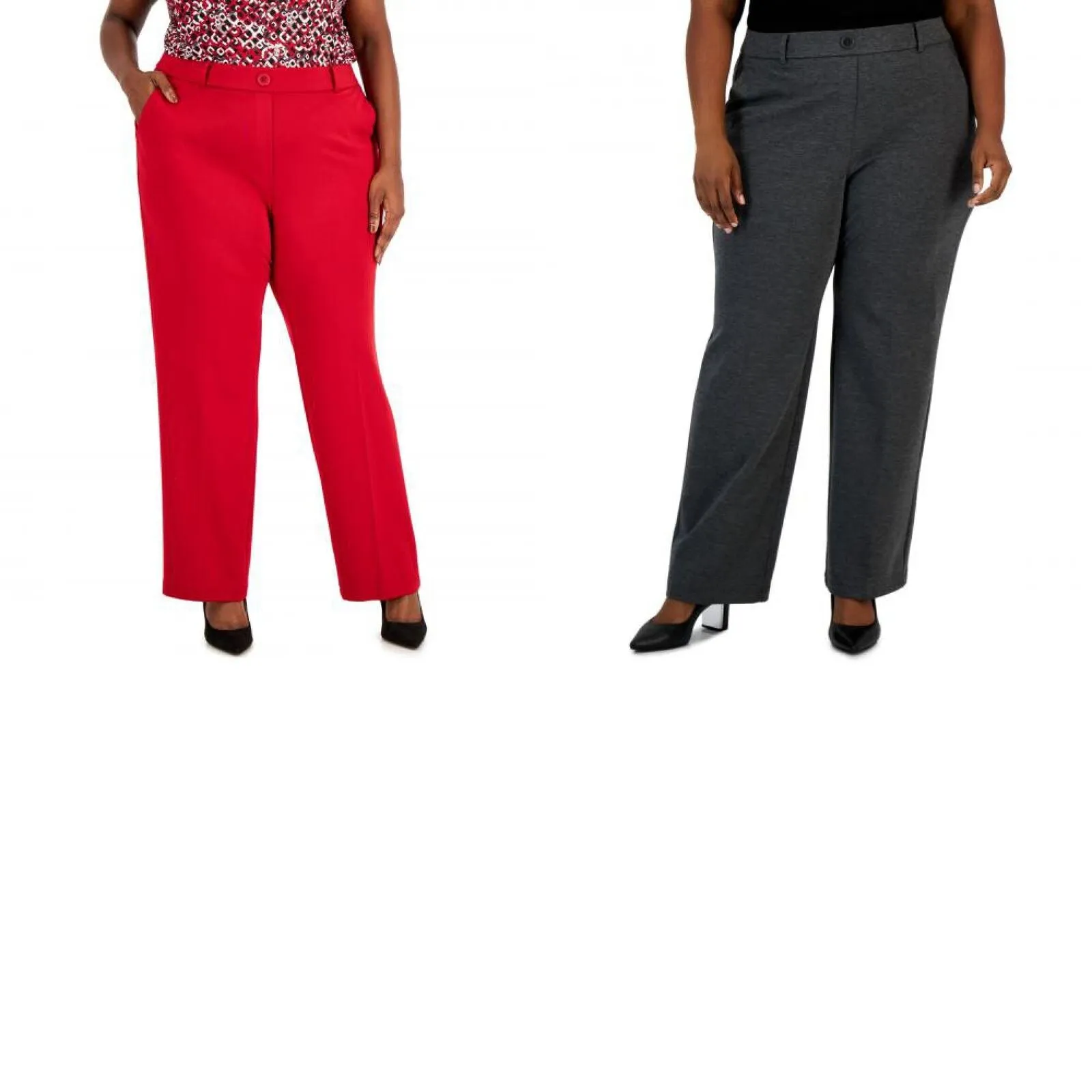 Kasper Womens Plus Size Faux-Fly Pull-On Wide-Leg Pants 10852367