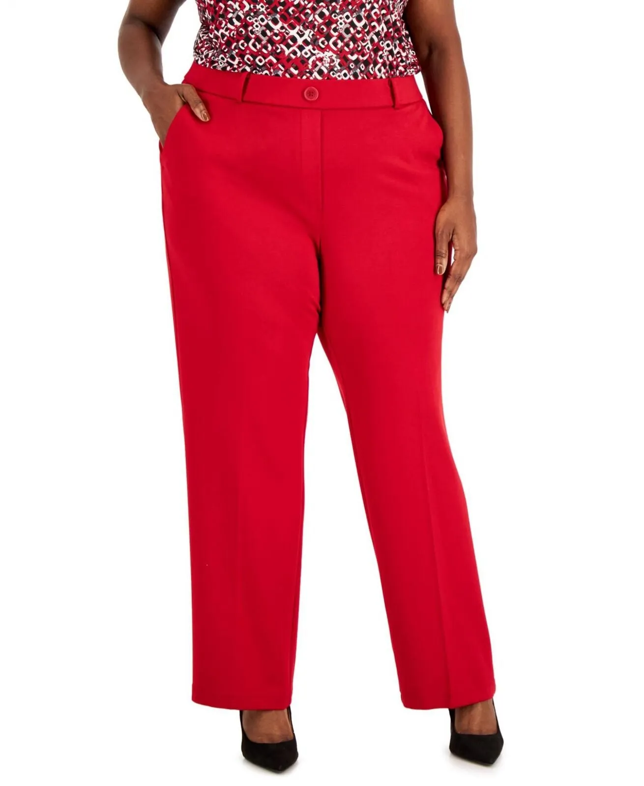 Kasper Womens Plus Size Faux-Fly Pull-On Wide-Leg Pants 10852367