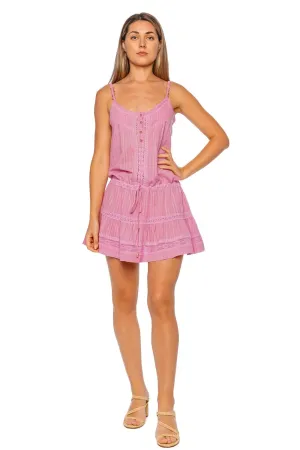Kelly Pink Embroidered Cover Up Mini Dress