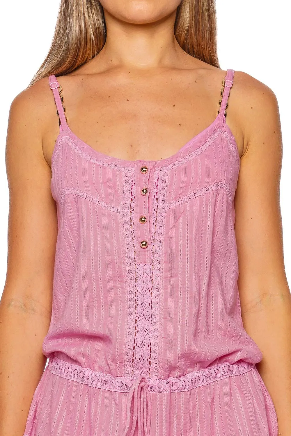 Kelly Pink Embroidered Cover Up Mini Dress