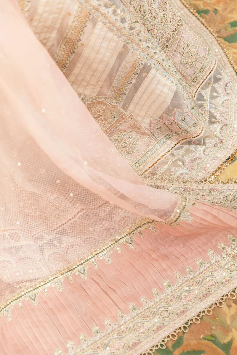 KF-01  MINAIL | Qalamkar Khaab Festive Formal Collection 2022 | Luxury Embroidered Unstitched Chiffon Suits