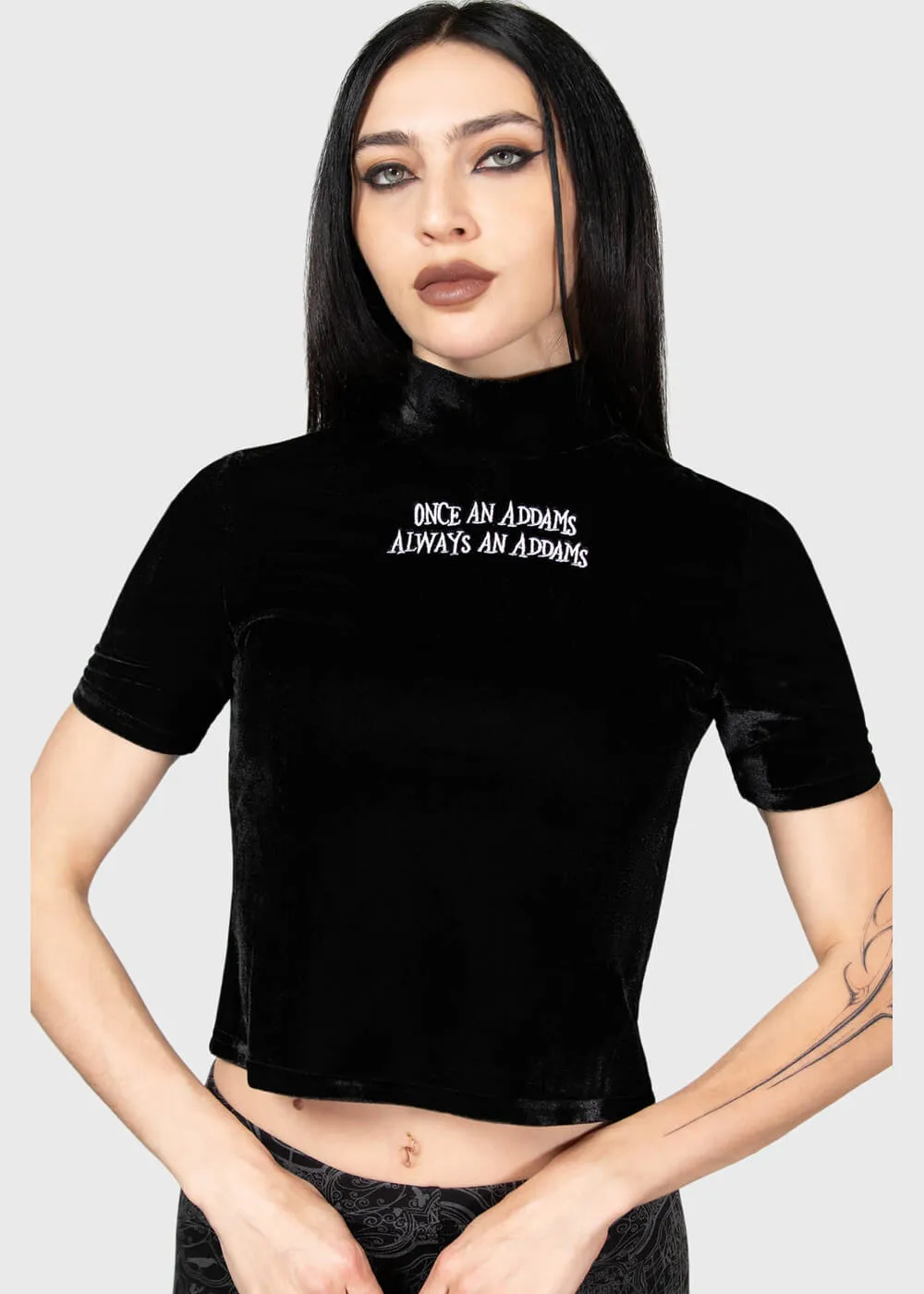 Killstar Wednesday Allergic To Colour Velvet Top Black