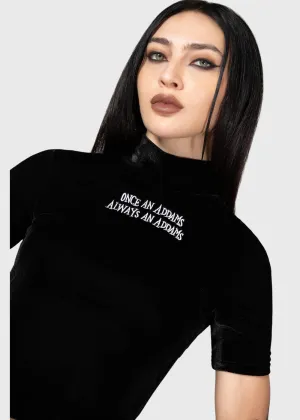 Killstar Wednesday Allergic To Colour Velvet Top Black
