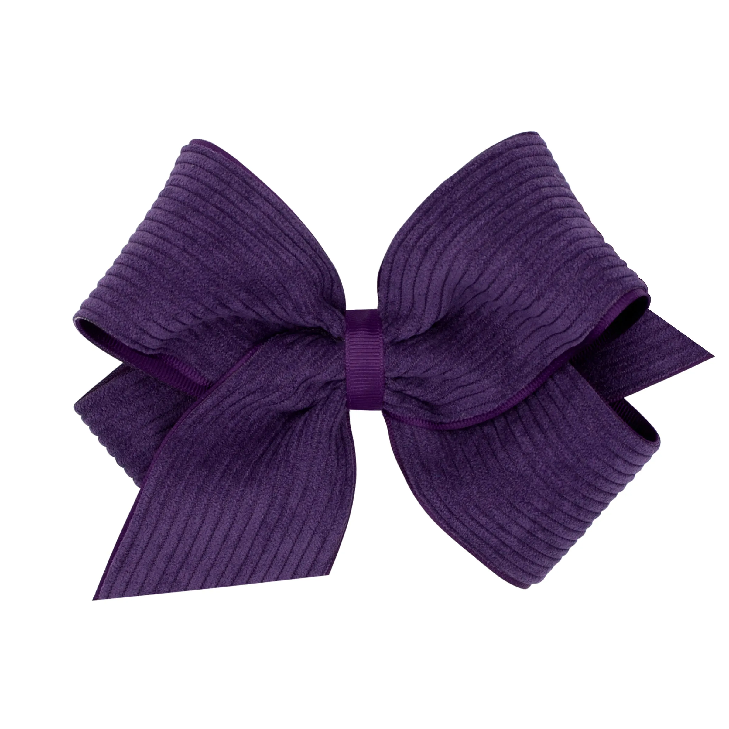 King Corduroy Overlay Grosgrain Bow on Clippie