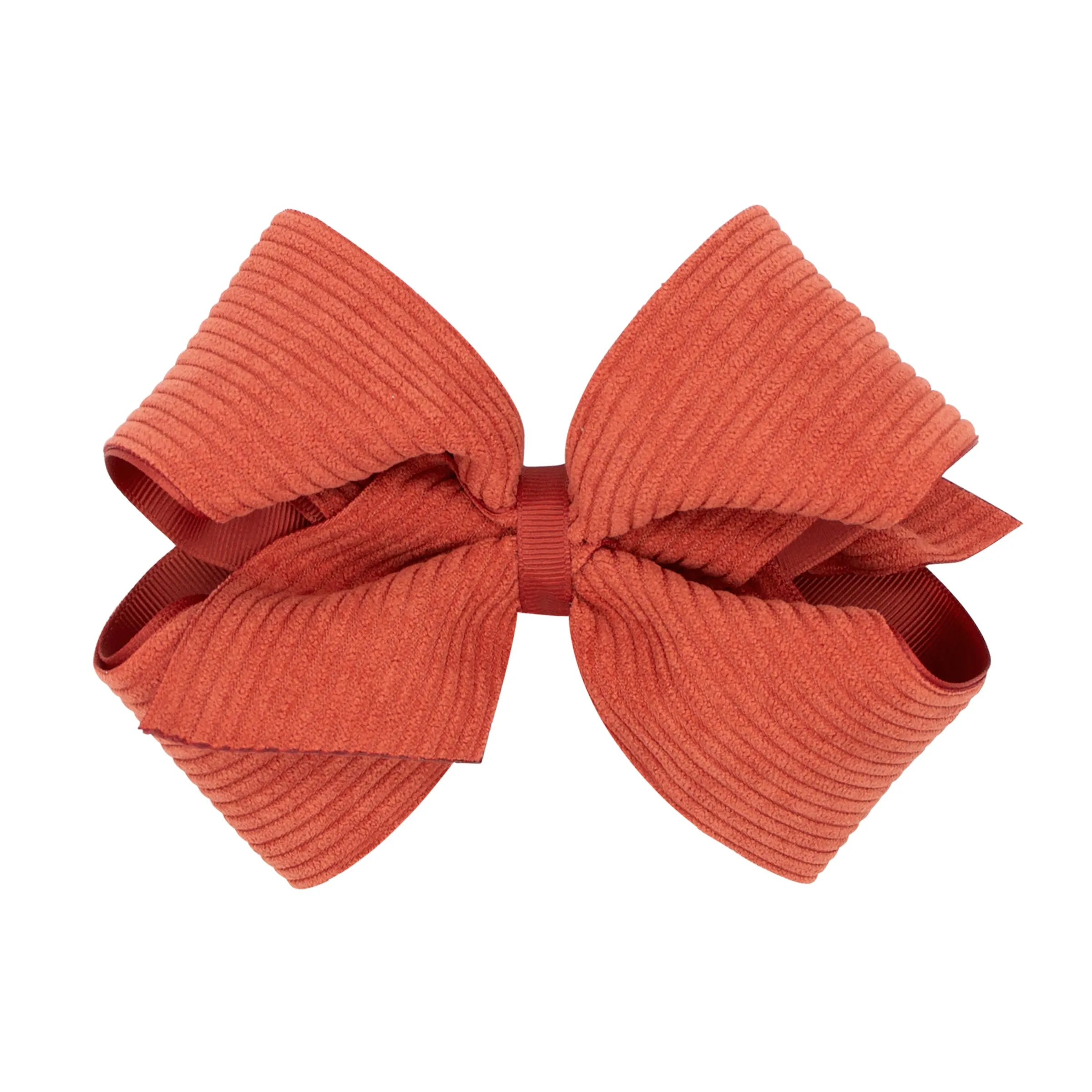 King Corduroy Overlay Grosgrain Bow on Clippie