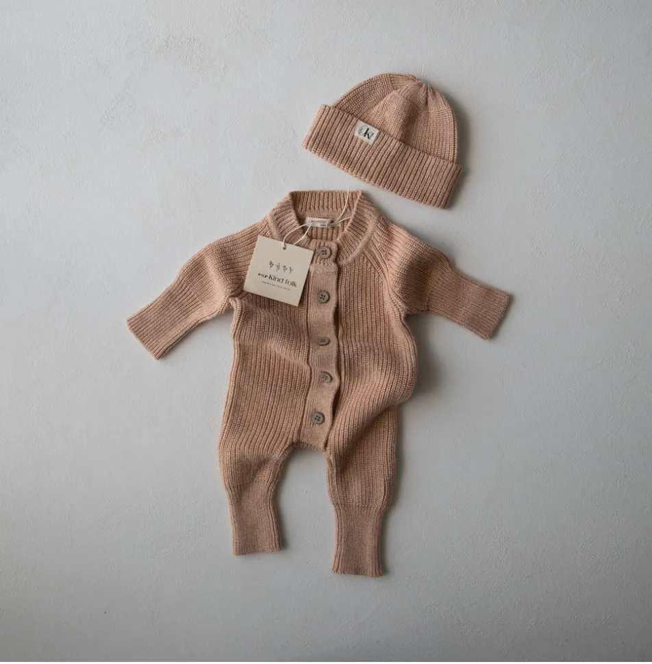 KNIT ROMPER | PEACH