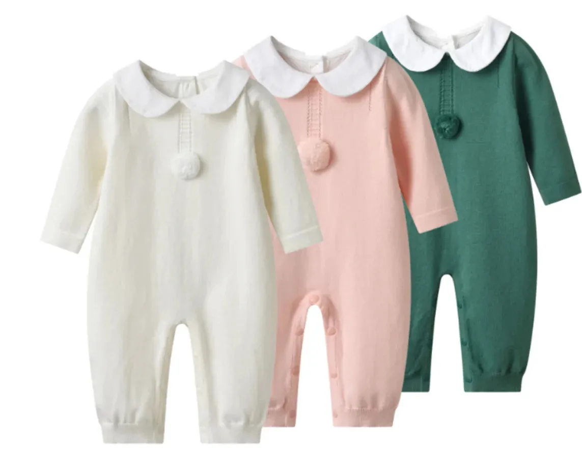 Knitted Baby Pompom Romper