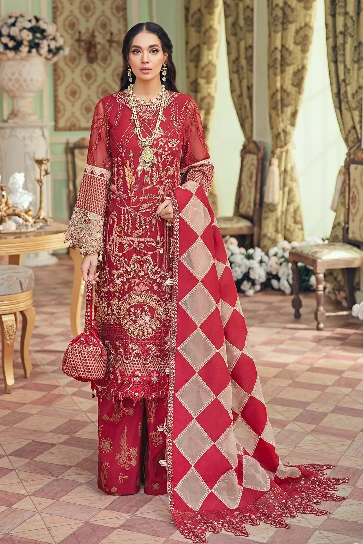 KOH-I-NOOR NL-27 | Nureh The Secret Garden Luxury Formals Collection 2022 | Unstitched Embroidered Chiffon Suits
