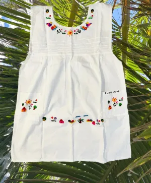 L Multi Color Traditional Embroidered Dress from El Salvador-Vestido