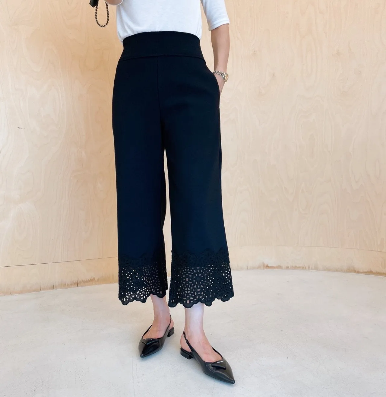 Lace Trimmed Crazy Span Pants
