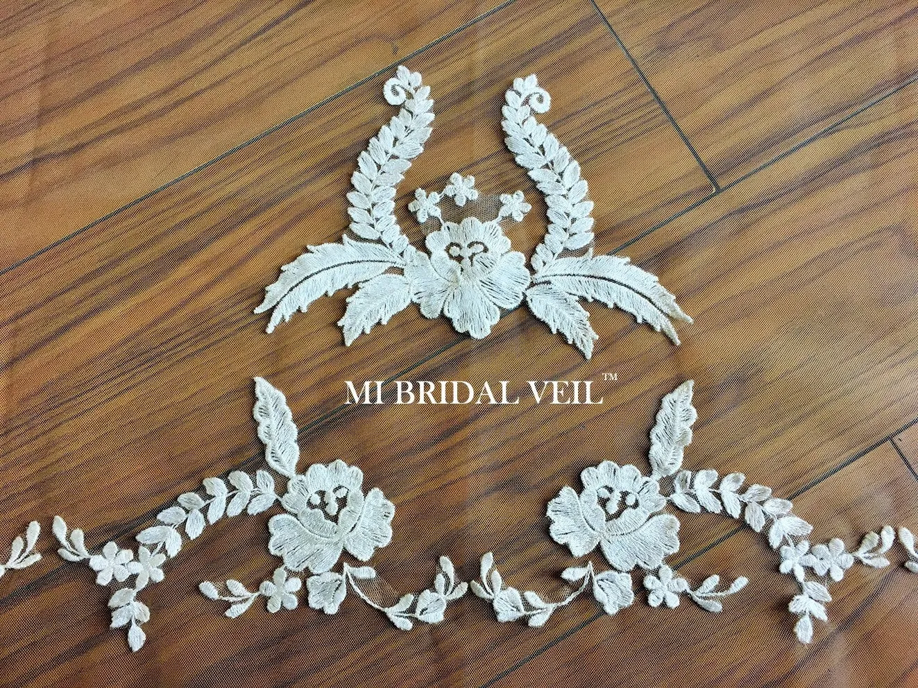 Lace Wedding Veil, Embroidered Lace Applique Chapel Lace Veil, Vintage Inspired Lace Bridal Veil, Mi Bridal
