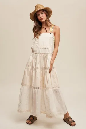 Laced and Tiered Romantic Overall Maxi Dress (2 colors)