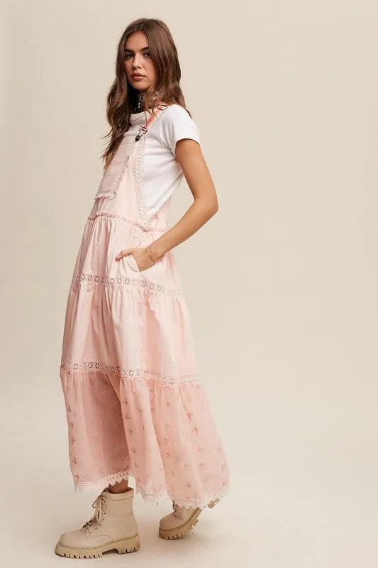 Laced and Tiered Romantic Overall Maxi Dress (2 colors)