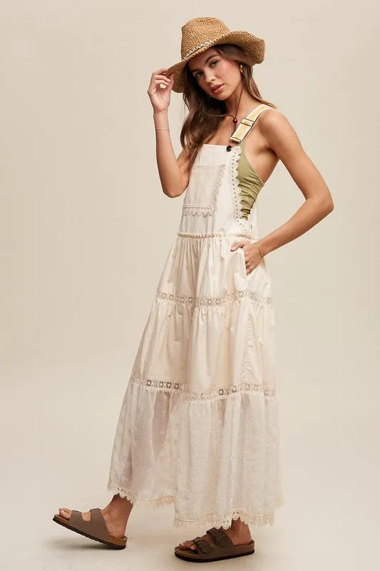 Laced and Tiered Romantic Overall Maxi Dress (2 colors)