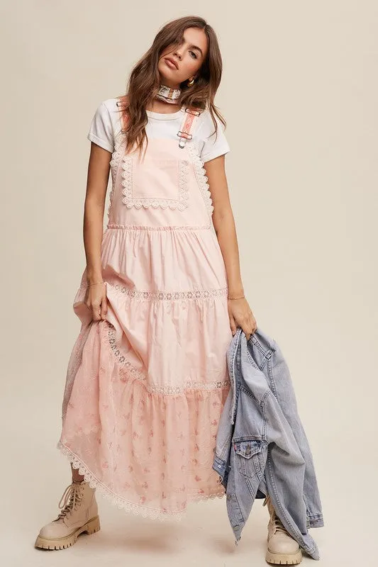 Laced and Tiered Romantic Overall Maxi Dress (2 colors)
