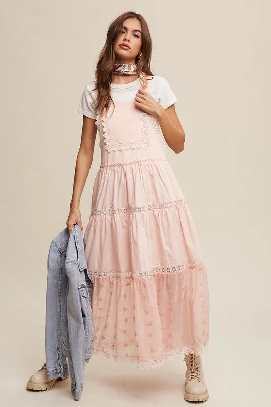 Laced and Tiered Romantic Overall Maxi Dress (2 colors)