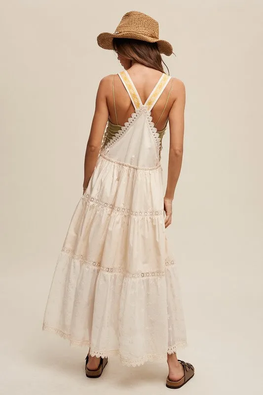 Laced and Tiered Romantic Overall Maxi Dress (2 colors)