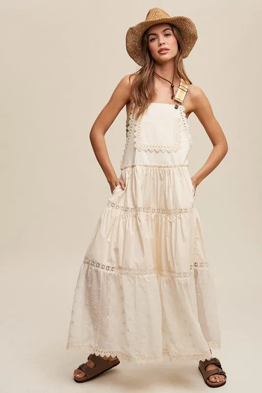 Laced and Tiered Romantic Overall Maxi Dress (2 colors)