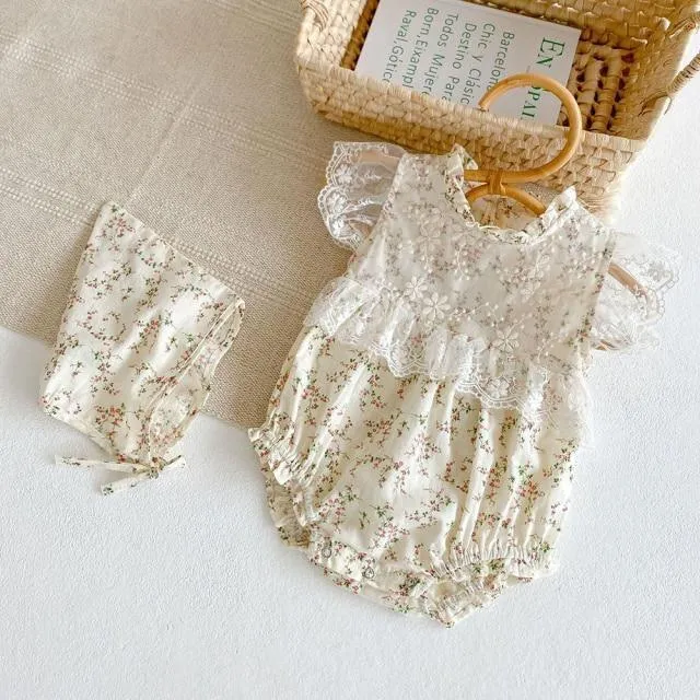 Laced Romper & Bonnet