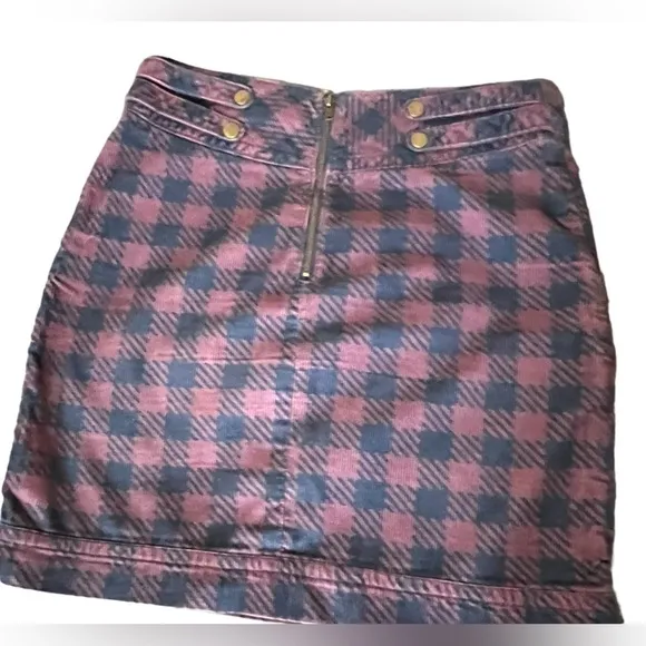 Ladies Anthropologie Tulle Corduroy Short Skirt Navy and Burgundy Size M