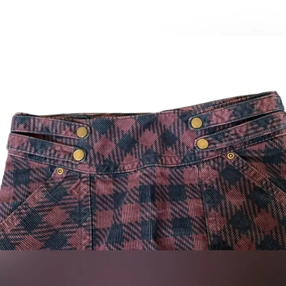 Ladies Anthropologie Tulle Corduroy Short Skirt Navy and Burgundy Size M