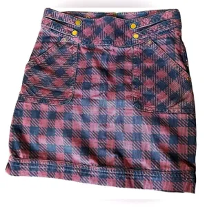 Ladies Anthropologie Tulle Corduroy Short Skirt Navy and Burgundy Size M