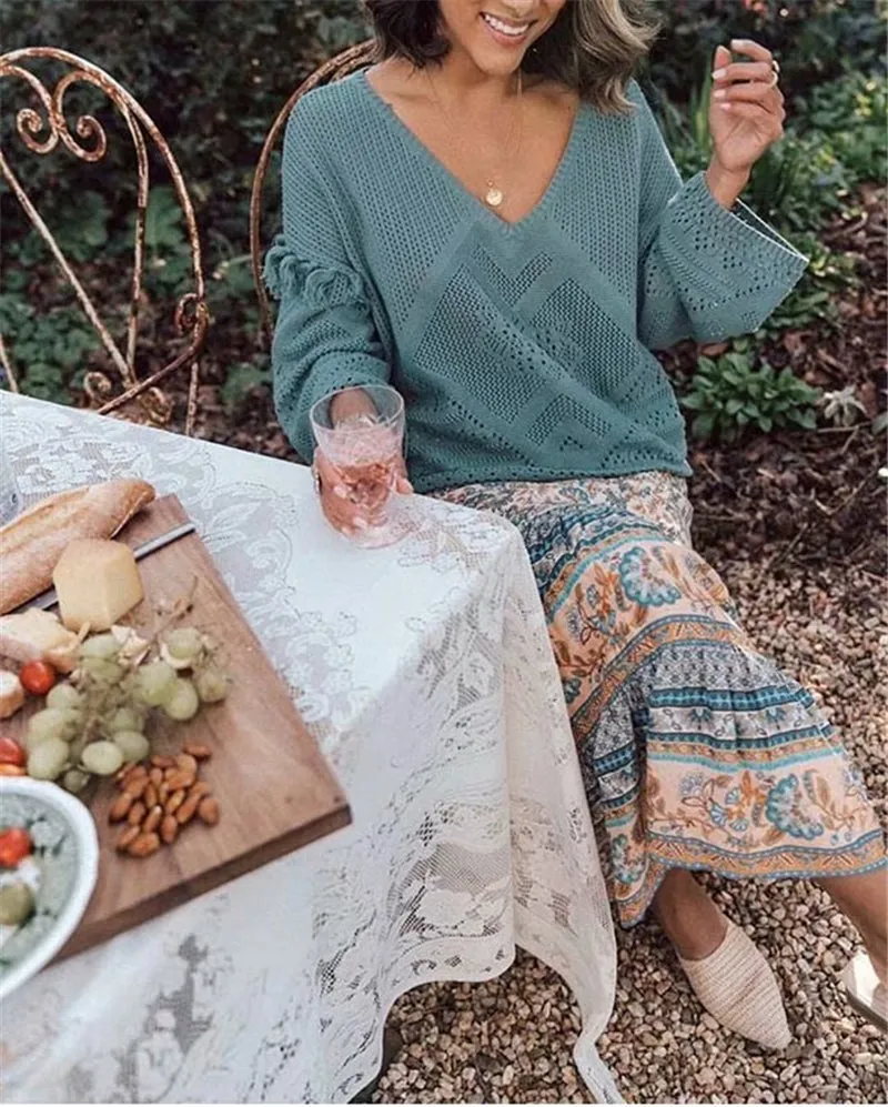 ladies Midi  A-Line Boho skirt Mid-Calf