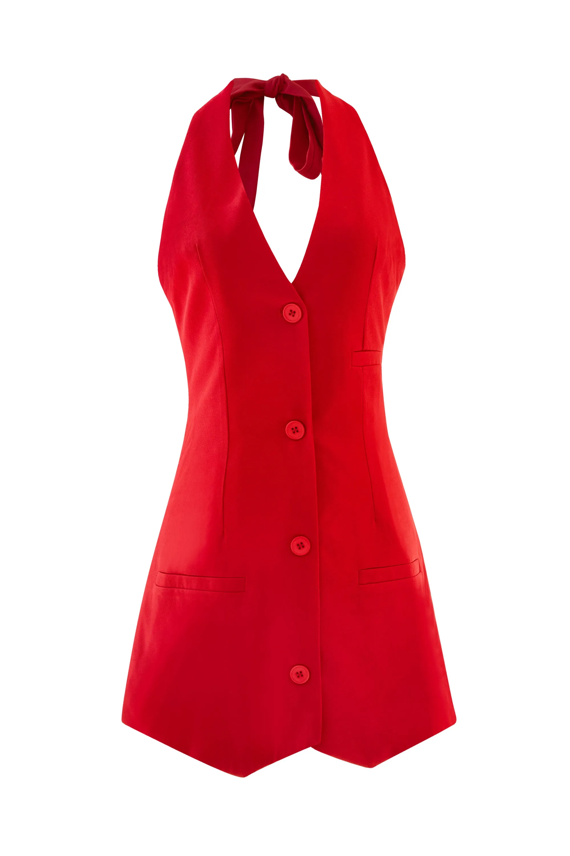 Ladylike Red Halter Vest Dress
