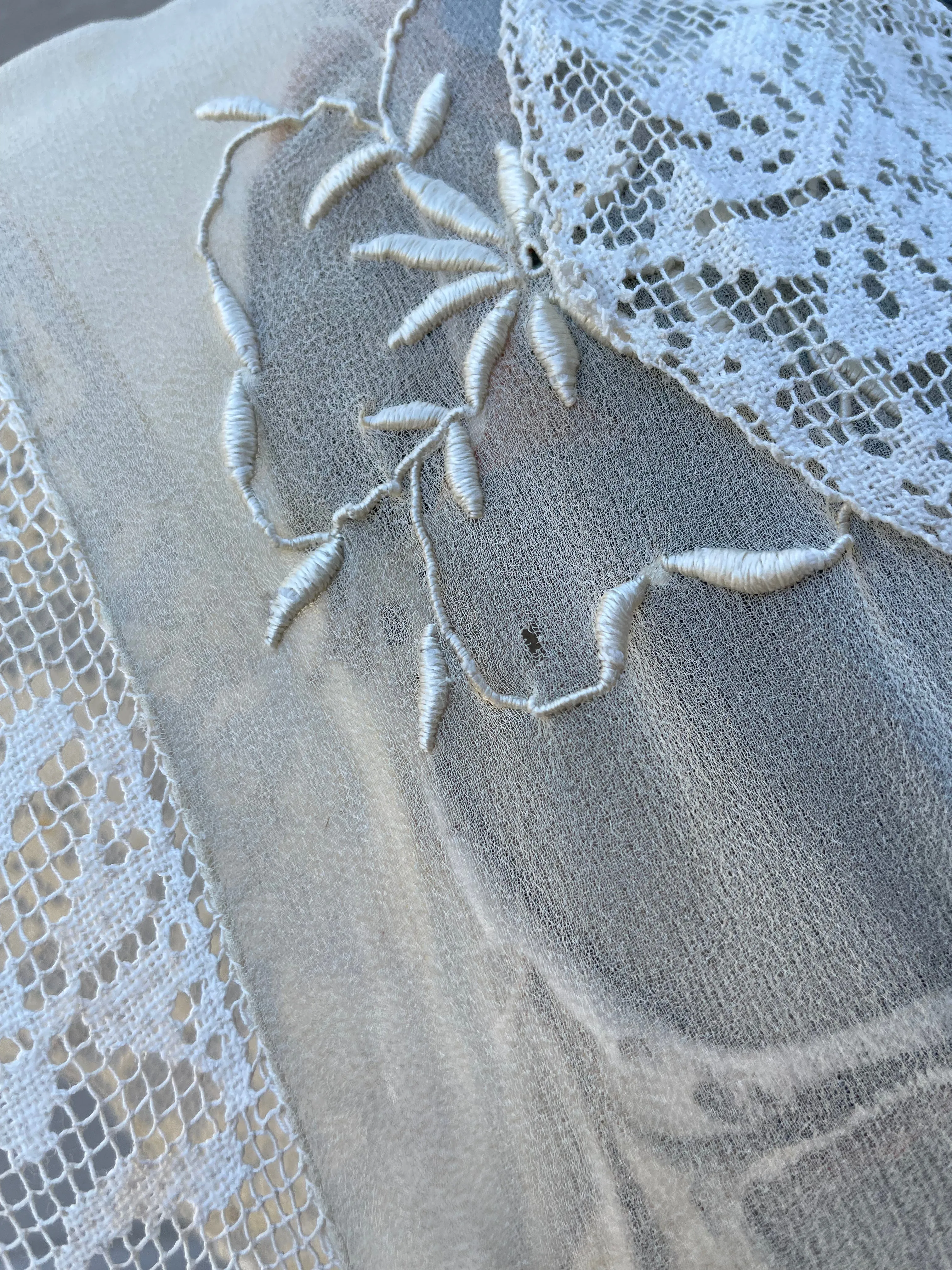 Late Edwardian Chiffon & Filet Lace Two Piece Dress
