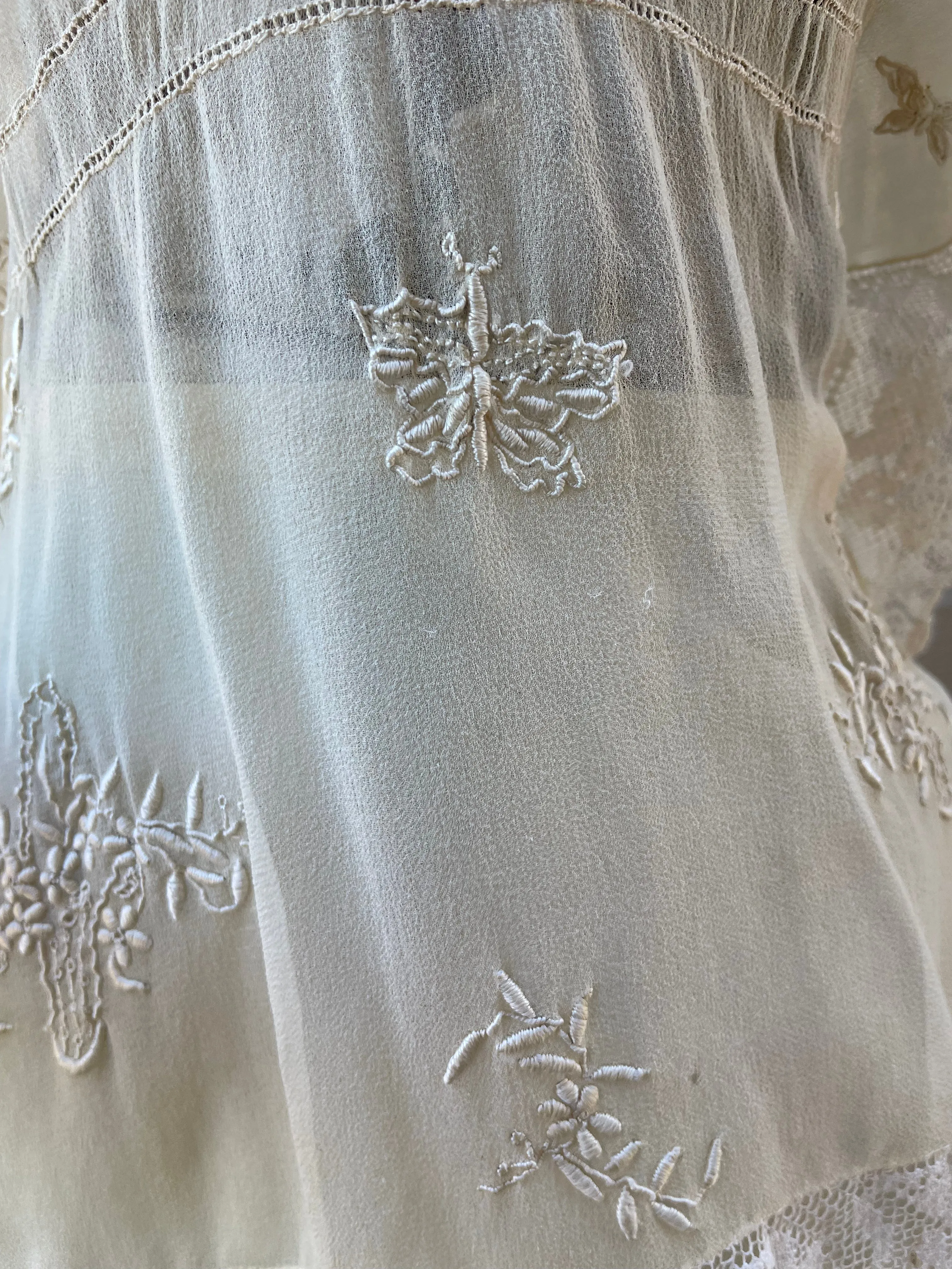 Late Edwardian Chiffon & Filet Lace Two Piece Dress