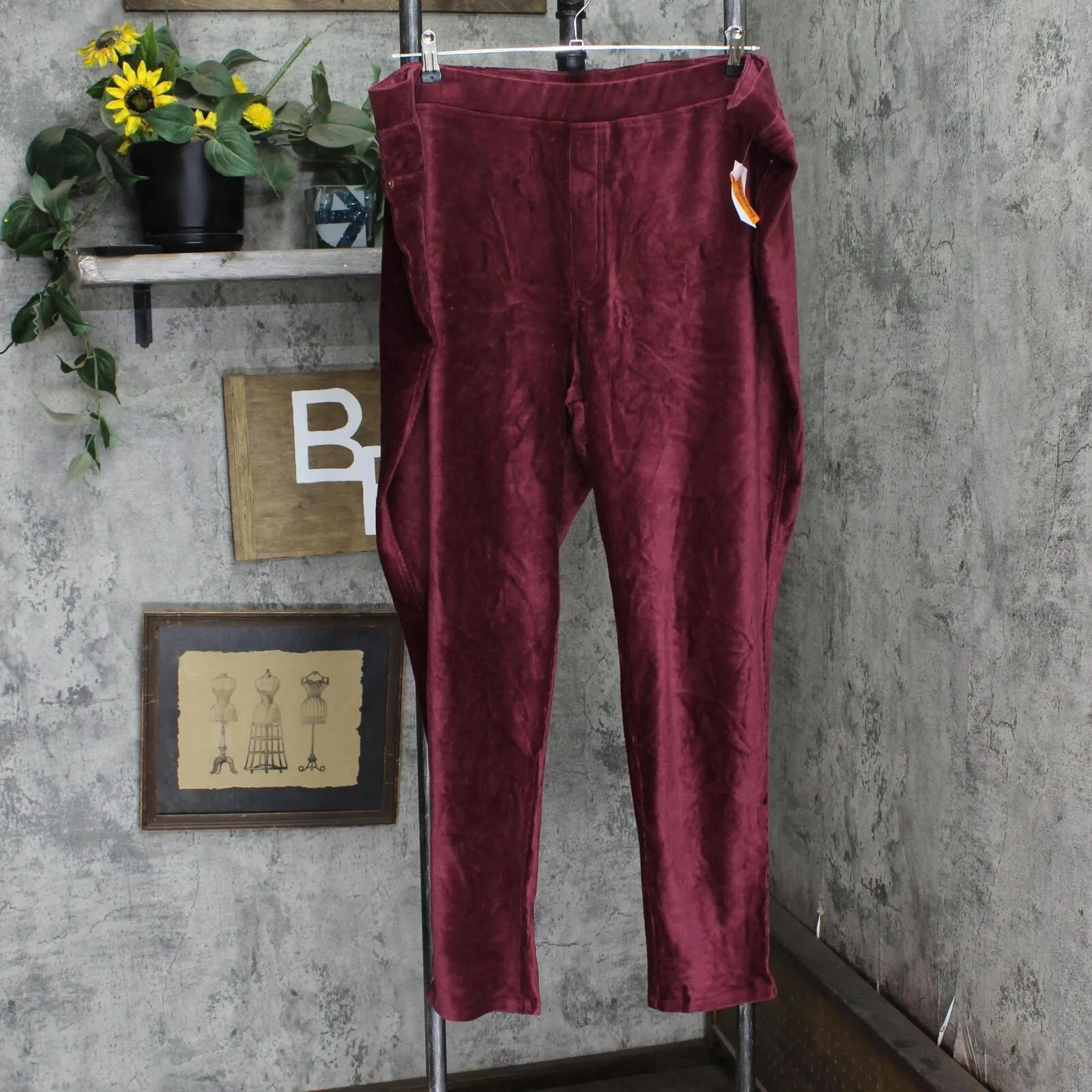 Laura Scott Womens Plus Size Corduroy Knit Leggings S21058U-2