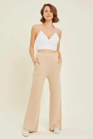 Lauren Textured Wide-Leg Lounge Pants in Sand