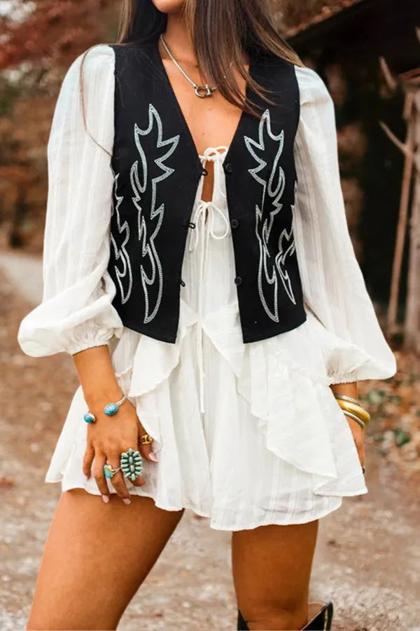 Layered Ruffled Bow Romper
