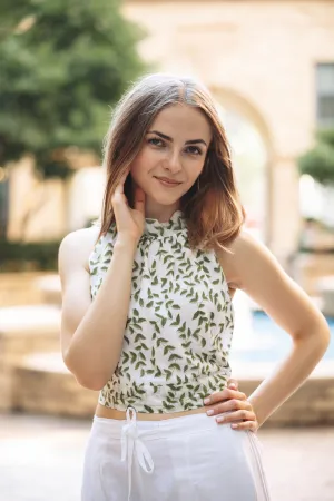 Leafy Green Halter Top