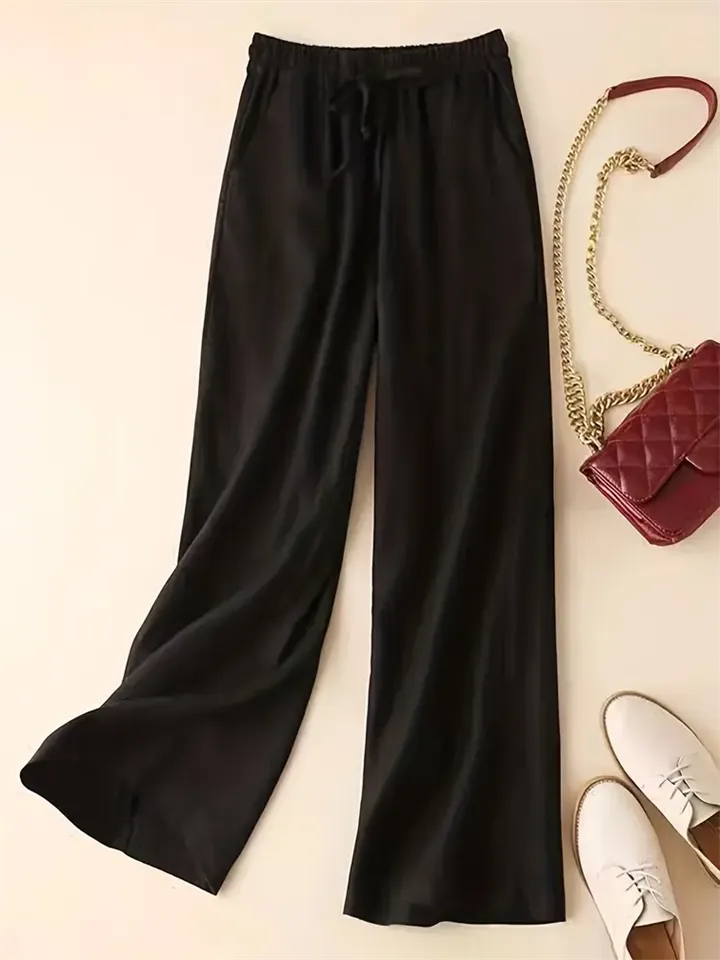 Leisure Linen High-Rise Oversized Pants for Women