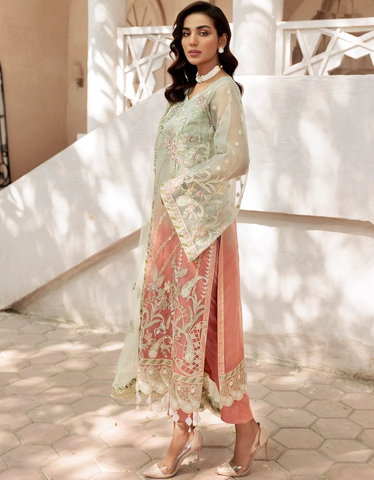LF 505  | Emaan Adeel Le Festa Premium Collection 2022 Vol-5 |  Unstitched Embroidered Organza Suit